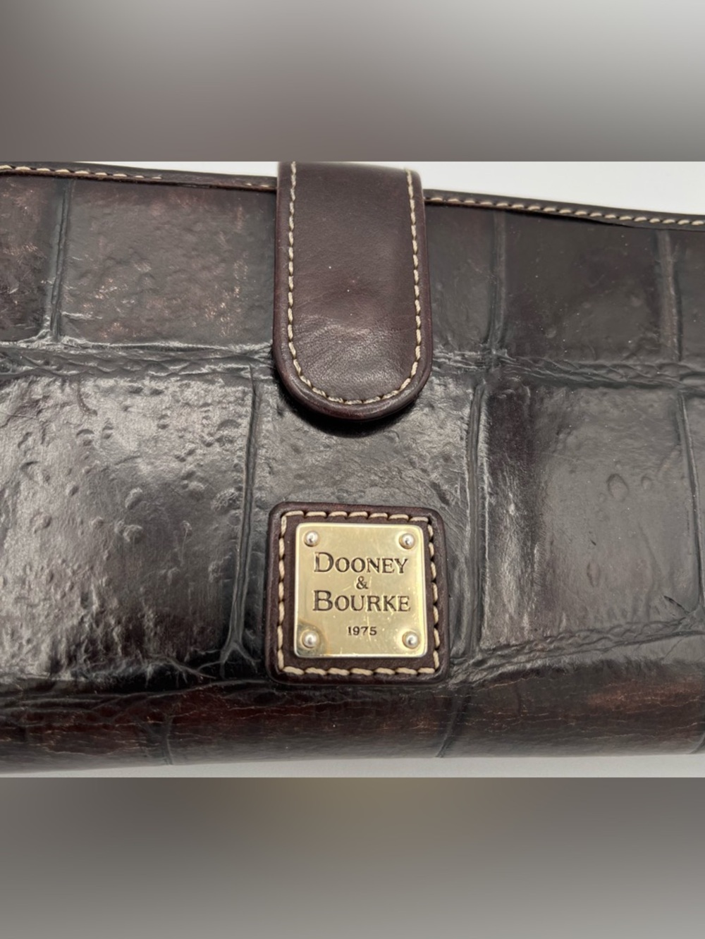 Dooney & Bourke Dark Brown Croc-Embossed Leather Wallet - Picture 5 of 9